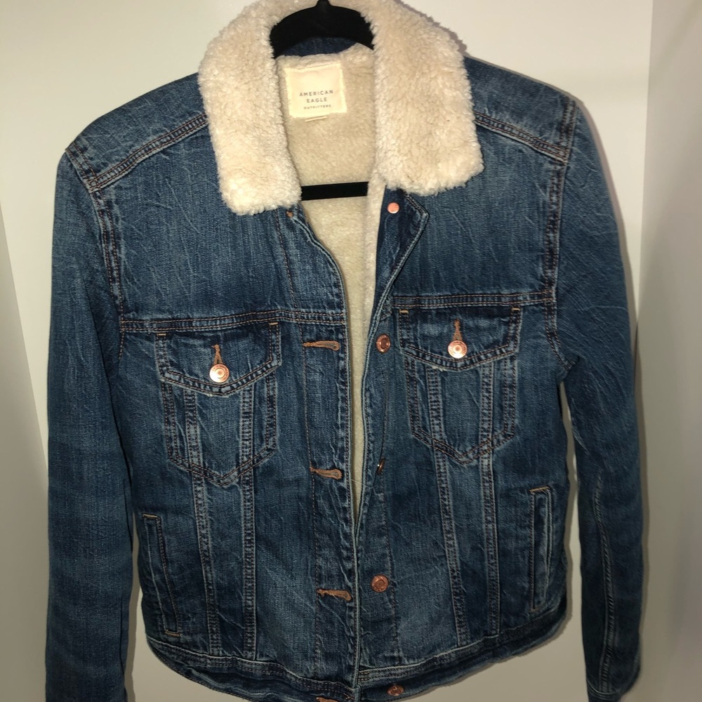 American Eagle Fleece collar Jean Jacket